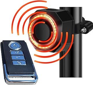 Bike lights with super loud Alarm, Anti-Theft, Rechargable, Wireless Remote. Ultra Bright LED Bicycle Light. Fixing Mount, Waterproof. EBike, Mobility Scooter.