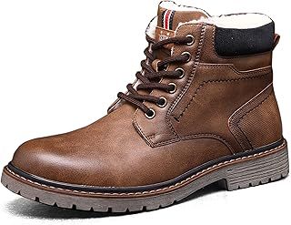 TOP STAKA Men's Boots Lace Up Winter Shoes Fur Warm Ankle Boots Anti-Slip Snow Shoes