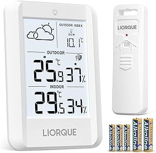 LIORQUE Weather Stations with Outdoor Sensor Wireless Indoor Outdoor Thermometer Hygrometer, Temperature and Humidity Monitor with Weather Forecast, Barometric Pressure, Date