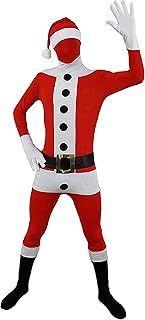 Santa Claus Skinsuit - Red Skinsuit With Santa Jacket Design - Adults Fancy Dress Costume Mens Father Christmas All in One Adults Outfit