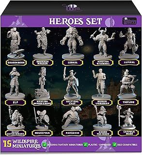 15 Hero Character & NPC Miniatures for DND & Dungeons and Dragons - Fantasy Tabletop RPG Figures - Bulk Unpainted Mini Figures