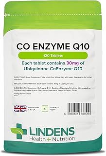 Lindens - Coenzyme Q10 30mg - 120 Tablets - UK Made - Popular for Statin Users | Protection from Oxidative Stress | CoQ10 Ubiquinone | Ubiquinol | Letterbox Friendly, Vegan