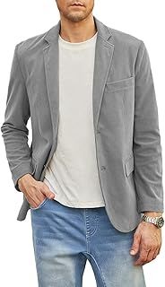 Mens Blazer Suit Jacket Smart Casual Slim Fit Corduroy Jackets Coat Lightweight 2 Button Suit Blazers with Pockets S-3XL