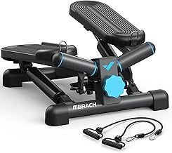MERACH Twist Steppers for Exercise Workout, Mini Stepper 330lbs with LCD Monitor, Step Machine Exerciser with Power Ropes, Non-Slip Pedal, Full Body Training