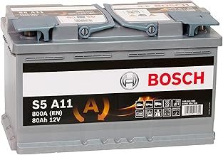 Bosch S5 A11 Car Battery 80 A/h - 800 A - 12 V, Type 115, AGM Lead-acid for Vehicles with a Start/Stop System, Left (-) Right (+), 315 x 175 x 190 mm - For Vehicles with Regenerative Braking
