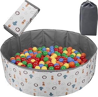 Ball Pit for Babies and Toddlers Ball Pool Foldable Playground for Children's Room upgraded kids ball pit play yard Animal design |Gray 100 cm
