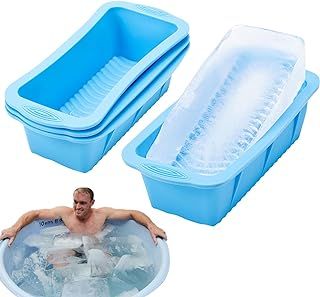 4 Pcs Large Ice Cube Tray, Big Ice Cube Moulds for Freezer, Easy Release Reusable Giant Trays Making 4.5 lbs Ice Cubes for Ice Bath Cold Plunge Tub or Coolers