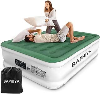 BAPHIYA King Air Bed, Inflatable Bed with Built-in Electric Pump, Quick Self Inflation, Portable Double Size Blow Up Bed Inflatable Mattress with Flocked Surface for Kids Guest Home 203x152x46cm