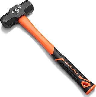 Effektwerk Club Hammer (1.3 kg / 3 lbs) - Heavy-Duty Sledgehammer w/ 33 cm Shock Absorbing Fibreglass Rubber Handle - Drilling Sledge Hammer w/Forged Steel Head for Demolition Work