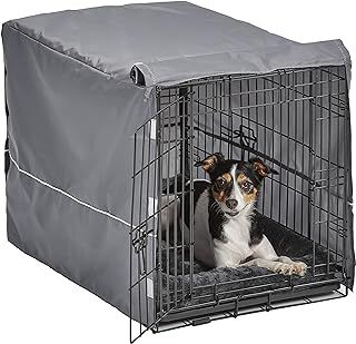 MidWest Homes for Pets New World Double Door Dog Crate Kit; Includes 30-Inch Dog Crate, Matching Gray Dog Bed & Cover, Ideal for Medium Dogs, Black & Gray, Secure, Waterproof