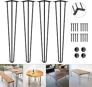 4PCS Sturdy DIY Carbon Steel Furniture Legs - 4”-28”, Free Screws & Floor Protector Feet - Coffee Table Legs (14 Inch/ 35 cm)