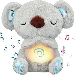 Relief Koala, Breathing Koala Anxiety Bear with Calming Music, Lights, Sleeping Otter Plush, Soothing Koala Sleep Buddy for Adults & Kids, Stress Relief Stuffed Animal with Rhythmic