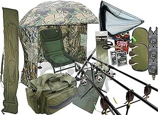 NGT Carp fishing Set Up 3 Rods Reels With Rodholdall Carryall Shelter Chair & Tackle