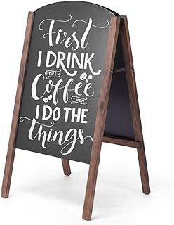GiantexUK Folding A-Frame Chalkboard, Double Sided Blackboard with Adjustable Angle and Non-Slip Pads, Replaceable Pavement Board Advertising Display Stand for Café, Pub, Restaurant