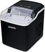 NETTA Ice Maker Machine for Home Use Makes Cubes in 10 Minutes - Large 12kg Capacity 1.8L Tank - No Plumbing Required - Includes Scooper and Removable Basket - Black