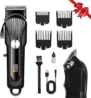Professional Hair Clippers Men, Cordless Beard Trimmer Men Rechargeable with LED Screen, 2000mAh Beard and Hair Trimmer for Mens with 4 Limit Combs for Mens Grooming Kits