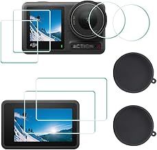 ULBTER Screen Protector for DJI OSMO Action 4 Camera + Silicone Lens cap Cover, 0.3mm 9H Hardness Tempered Glass Protector, Anti-Scrach Anti-Bubble [2+6 Pieces]