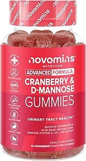 Novomins Cranberry & D Mannose Gummies - Cranberry Supplement for Urinary Tract Health and Better Bladder Control - With Zinc, Magnesium, and D-Mannose Powder - Vegan & Gluten-Free - 60 Inulin Gummies