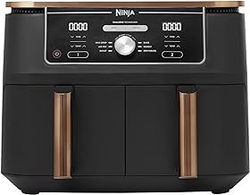Ninja Foodi MAX Dual Zone Air Fryer, Amazon Exclusive, Tongs, 2 Drawers, 9.5L, 6-in-1, Use No Oil, Air Fry, Max Crisp, Roast, Bake, 8 Portions, Nonstick Dishwasher Safe Baskets, Copper/Black AF400UKCP