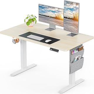 ErGear Standing Desk 100x60cm, Supports Up to 80KG Height Adjustable Electric Standing Desk with Storage Bag,Sit Stand Adjustable Desk with Backpack Hook and Memory Smart Pannel for Home Office