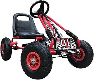 Kiddo Racer Design Red Kids Childrens Pedal Go-Kart Ride-On Car, Adjustable Seat, Rubber Tyres - Suitable For 4 to 8 Years - New