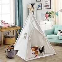 Walgreen® Kids Teepee for Childs Wigwam Garden Indoor Outdoor | Play Tent Toys | Wooden Poles | for Girls & Boys (White)