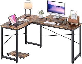 Computer Desk, L Shaped Desk with Large Desktop, Corner Gaming Desk with CPU & Monitor Stand PC Laptop Table Home Office Workstation (Rustic Brown(upgrade)
