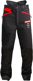 Oregon Waipoua Chainsaw Protective Safety Trousers, Type A Class 1 Chainsaw Protection, Adjustable Lightweight Breathable Re-enforced Clothing, Size M/EU 46-48 - Black/Red (295466/M)
