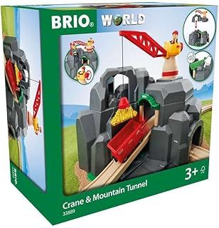BRIO World Crane and Mountain Tunnel - Wooden Railway Train Set Accessories for Kids Age 3 Years Up