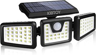 KIBTOY Solar Sensor Outdoor Bright Light Easy to Install, Security Light with 360° Wide Lighting Angle IP65 Waterproof for Front Door,Pathway,Yard,Garage