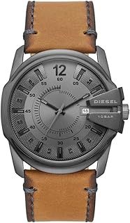 Diesel Watch for Men Master Chief, Three Hand Movement, 43 mm Gunmetal Stainless Steel Case with a Leather Strap, DZ1964