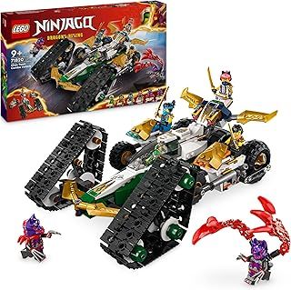 LEGO NINJAGO Ninja Team Combo Vehicle 4-in-1 Ninja Adventure Toy, with 2 Motorbikes, Glider and 6 Minifigures Incl. Characters Lloyd, Nya and Cole, Birthday Gift for 9 Plus Year Old Boys & Girls 71820