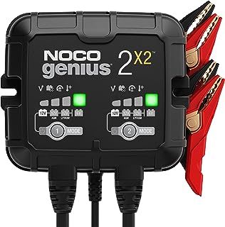 NOCO GENIUS2X2, 2-Bank, 4A (2A/Bank) Car Battery Charger, 6V and 12V Smart Charger, Battery Maintainer, Trickle Charger and Desulfator for AGM, Leisure, Lithium, Motorbike, and Motorcycle Batteries