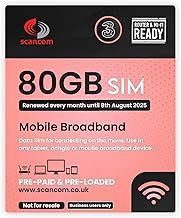 Three 80GB Data SIM – Uncapped 5G Speeds – Renewed EVERY MONTH Until 8th AUGUST 2025 – No Contract – Ideal for Business Mobile Broadband, Routers & Phones