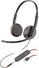 Poly Blackwire 3225 Wired Headset - Noise-Canceling Mic – Stereo Design - Connect to PC/Mac/Mobile via USB-C, USB-A, or 3.5mm - Works w/Teams, Zoom