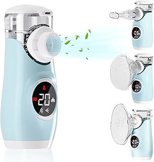 Handheld Nebuliser Machine for Adults and Kids,Portable Steam Inhaler for Home Use, Cool Mist Atomizer with Intuitive LED Interface, 3 Timing Modes, Ultra-Quiet and Efficient Atomization