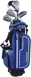 FAZER Junior J TEK Kids Golf Package Set with Oversize Driver, Irons, Putter, Bag & Headcovers - Lightweight Graphite Shafts, Soft Grips - Kids Starter Golf Clubs