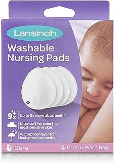 Lansinoh Washable Nursing Pads, Teardrop contoured Bamboo viscose pad, Reusable breast pads for every day and night use for Breastfeeding Mums, (Pack of 4)