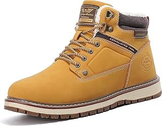 ARRIGO BELLO Walking Boots Men Winter Snow Bootie Hiking Trekking Ankle Leather Non-Slip Outdoor Warm Fur Boot Size 7-11 UK