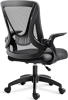 Blisswood Adjustable Office Chair, Desk Chair, Mesh Swivel Chair With 90° Flip-up Armrest Computer Chair With Lumbar Support Adjustable Height (Black)