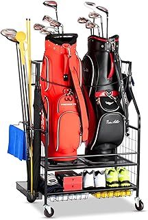 EXTCCT Golf Bag Storage Organizer- Golf Bag Stand Fit for Golf Bags and Golf Clubs, Golf Balls, Golf Equipment Accessories, Extra Large Golf Bag Storage Rack for Garage