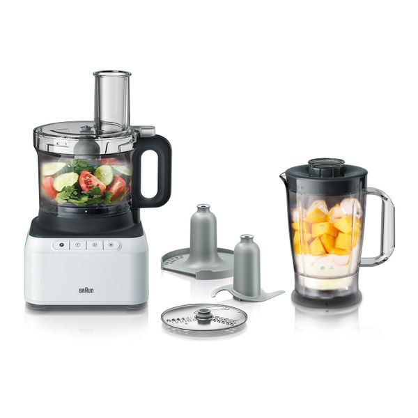 Braun PureEase FP 3131 Food Processor with 1.2L Mixer and 2.1L Bowl, Easy to Use, Fast and Intuitive, Two Speeds More Pulses, Compact Design, EasyClick System, White