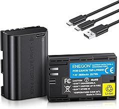 ENEGON LP-E6NH Type C Charging Port Battery(2 * 2800mAh) with Charging Cable for Canon EOS R7, R5, R6, R, 5D Mark II/III/IV, 5DS R, 6D, 6D Mark II, 7D, 7D Mark II, 90D, 60D, 70D, 80D