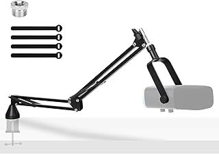 YOUSHARES Low Profile Mic Arm - Microphone Boom Arm Stand Compatible with HyperX Mic, FIFINE Mic, Blue Yeti Microphone and Most Mic, Adjustable LP Mic Stand for Podcast, Streaming