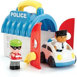 HappyLand Early Learning Centre Take And Go Police Station – Imagination Playset with 2 Character Figures, Vehicle and Building for Toddlers Ages 18 months to 5 years