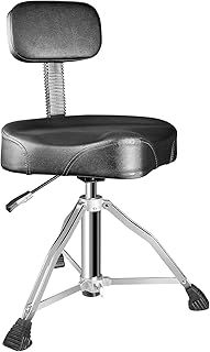 SONICAKE Drum Throne with Backrest Hydraulic Adjustable Height Double-braced Drum Chair Removable Drum Stool for Adult Drummers Guitar Players