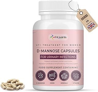 D-Mannose Capsules | Bladder Control & Urinary Tract Infection Treatment | d mannose Cystitis Treatment for Women | UTI Treatment for Women | High Strength 2500 mg-60 Capsules| UK Manufactured
