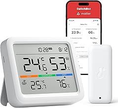 SwitchBot Weather Stations with Outdoor Sensor Wireless for Home, Temperature Humidity Monitor with Alert, Date and Weather Forecast(Hub Reuiqred), Free Data Storage and Export