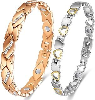 Magnetic Bracelets for Women Lymphatic Drainage Bracelet Ultra Strength Magnet with Adjustable Tool and Present Box (2PCS)