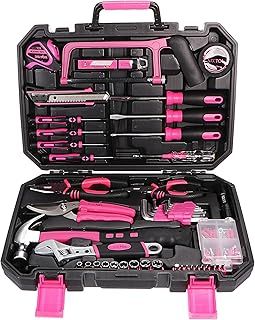 SIXTOL Home Pink 128 Piece Tool Set in a Tool Box